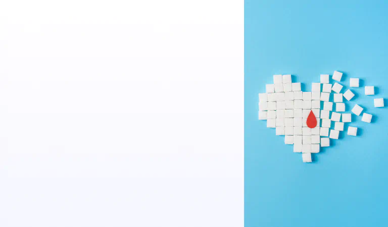 Heart illustration made out of white sugar cubes.