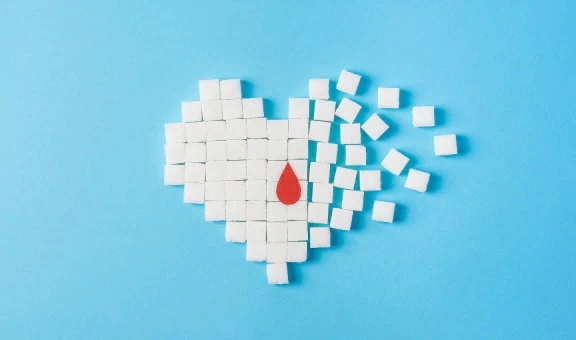 Heart illustration made out of white sugar cubes.