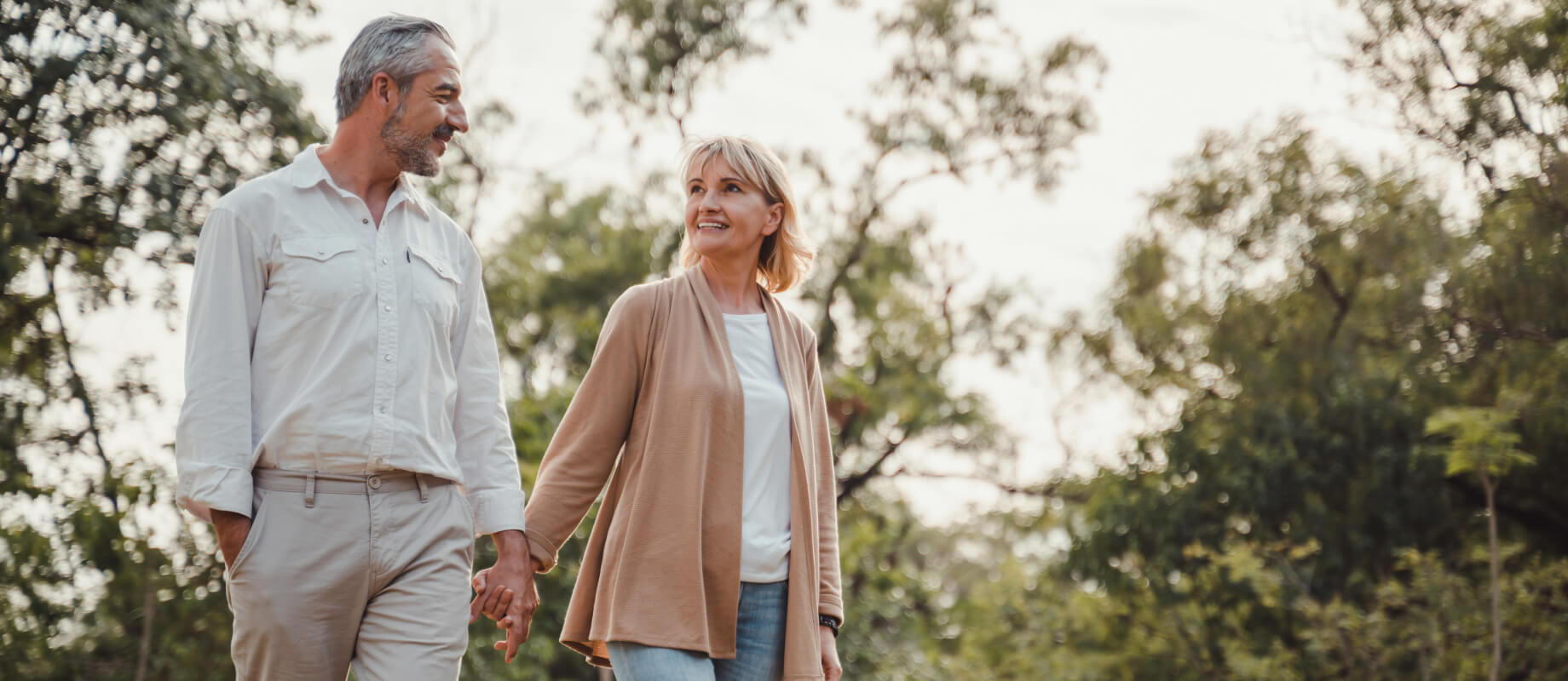 mature couple walking