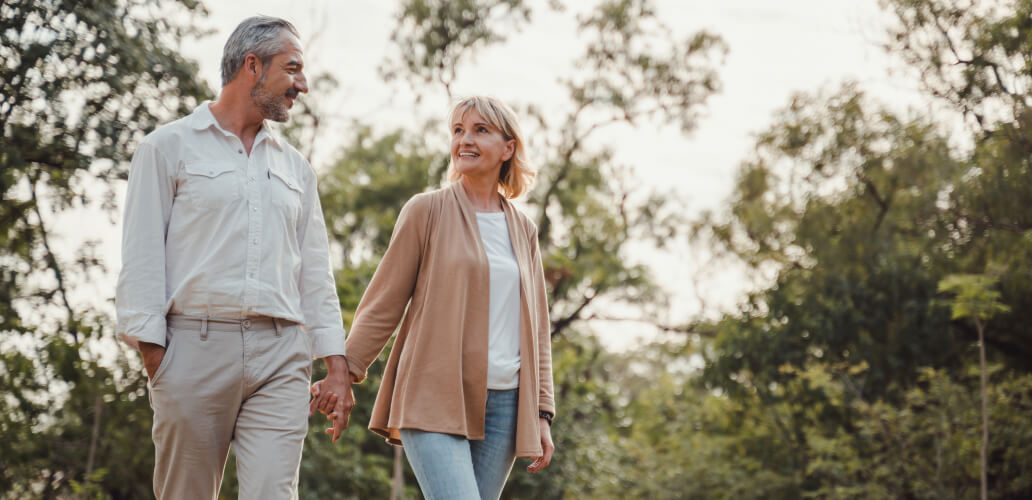 mature couple walking