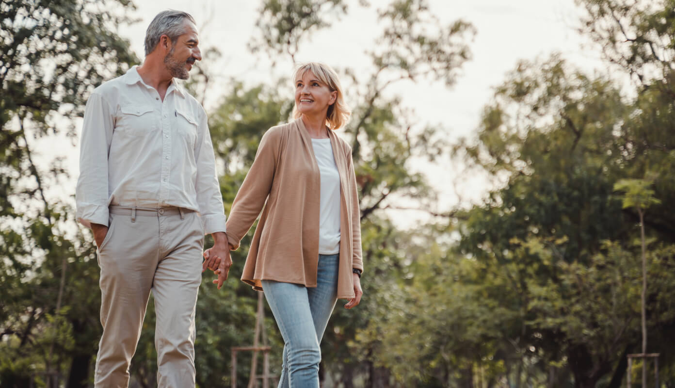 mature couple walking