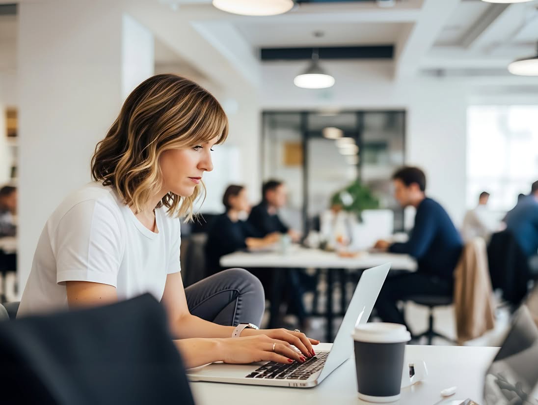 woman working on the computer