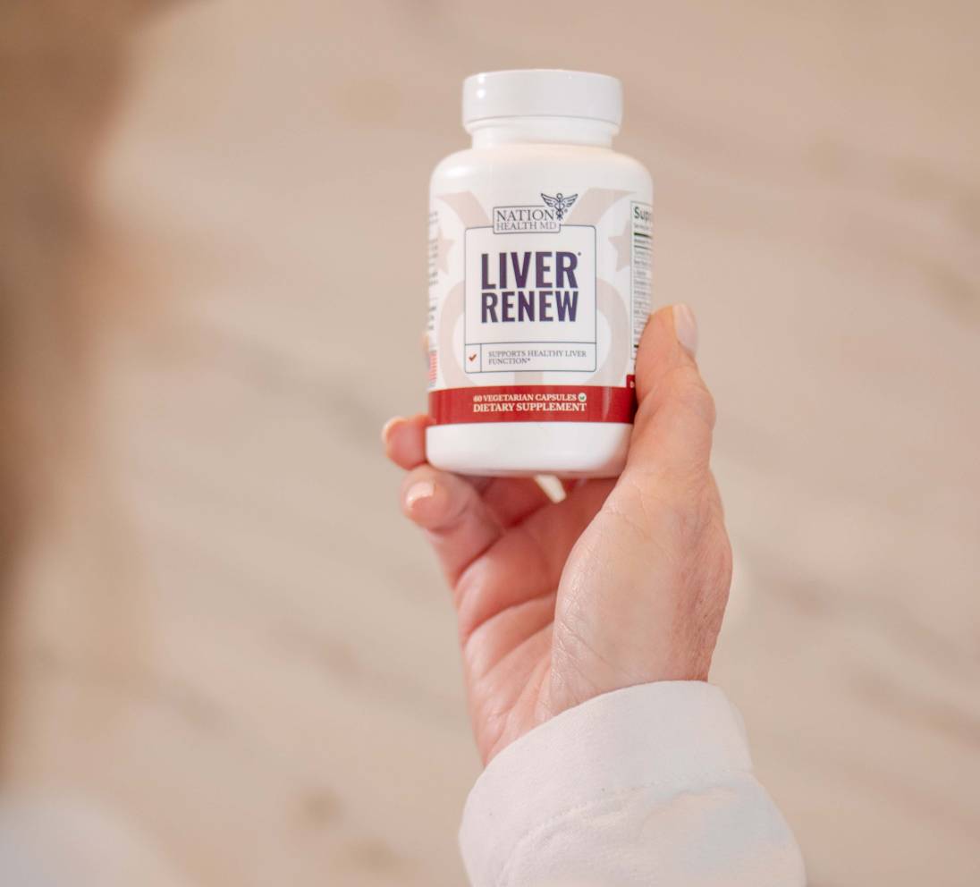 Liver Renew bottle in hand